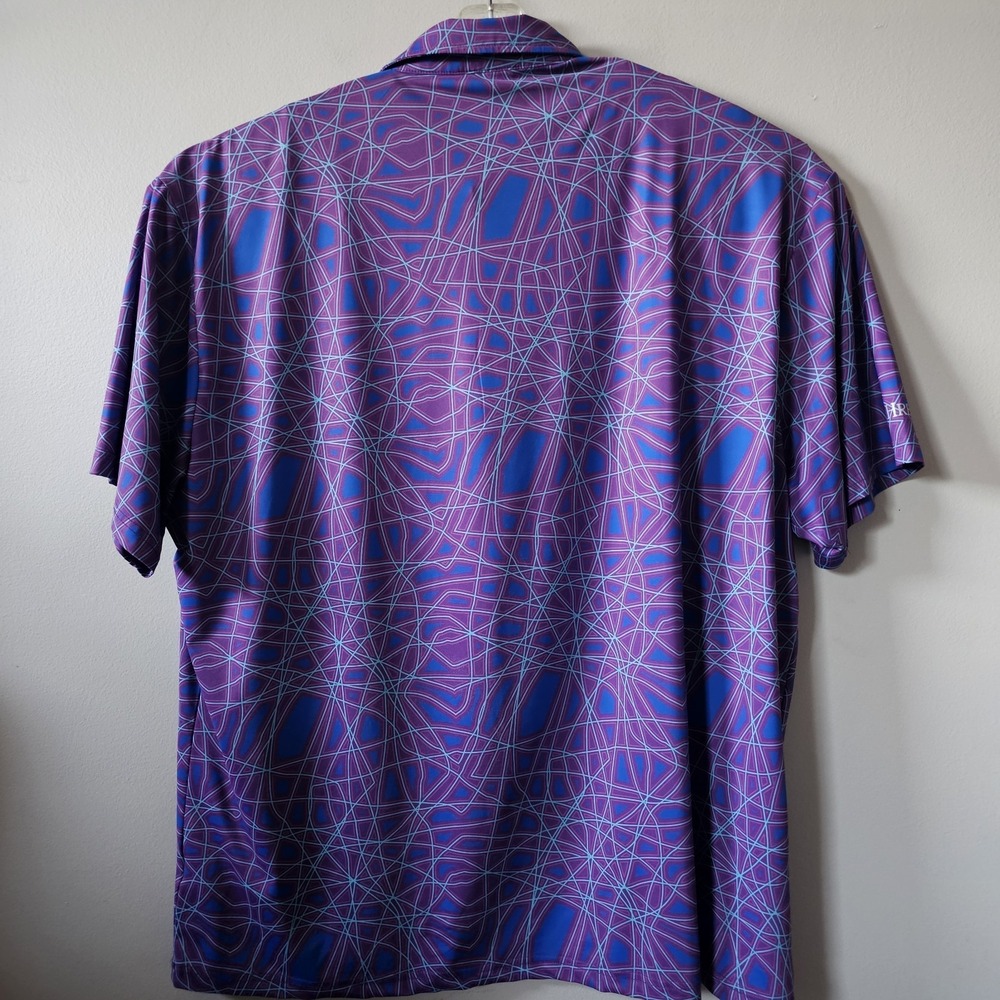 Hreski Golf Polo Shirt Men's Size 2XL Performance Stretch Purple Geometric Print - Picture 8 of 8